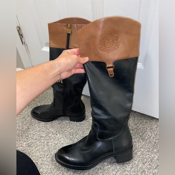 Franco Sarto Two Tone Leather Riding Boots - Picture 4 of 4